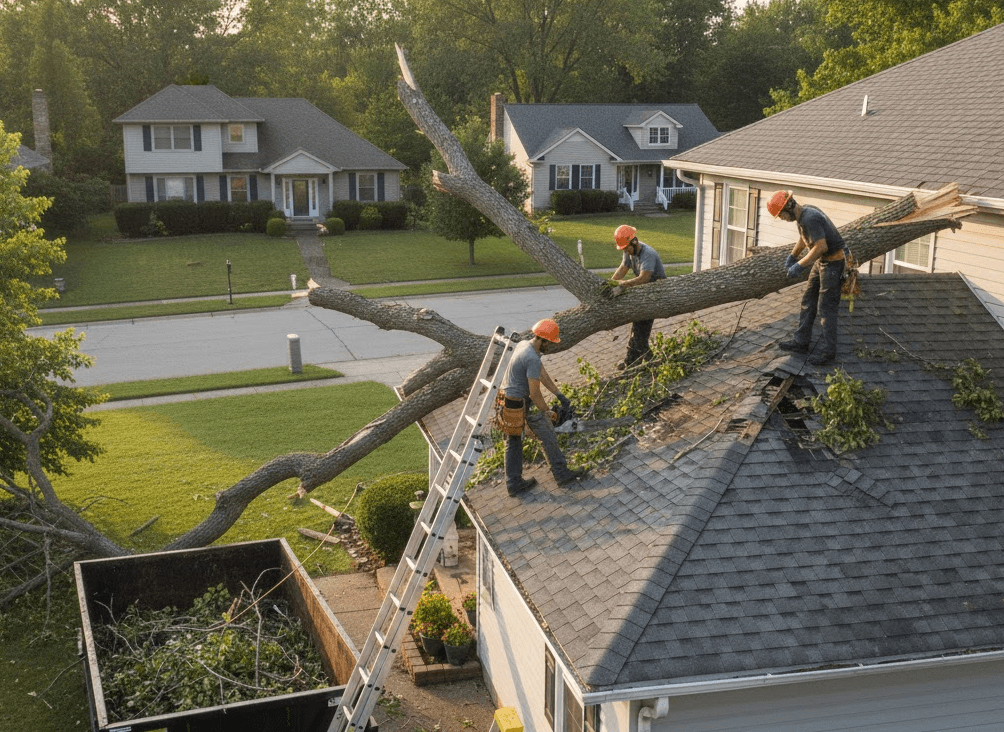 Fallen Tree Roof Repair